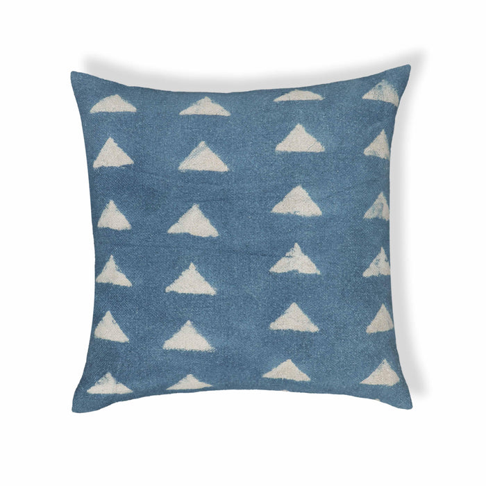 Indigo Triangles 20" Cotton Square Throw Pillow Cover - Home And Beyond