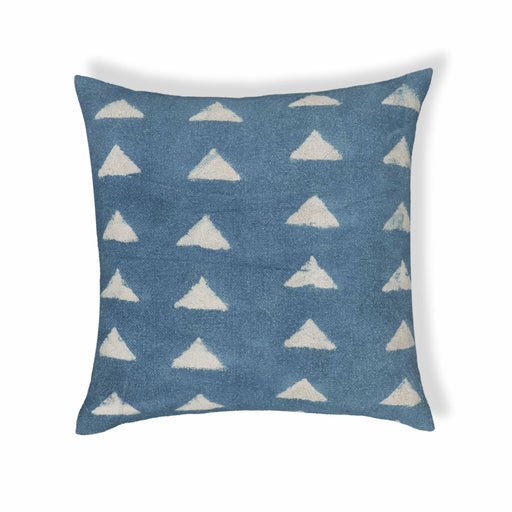 Indigo Triangles Cotton 20 inch Square Accent Pillow - Home And Beyond