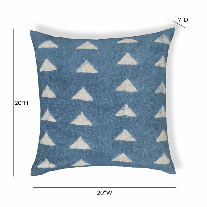 Indigo Triangles Cotton 20 inch Square Accent Pillow - Home And Beyond