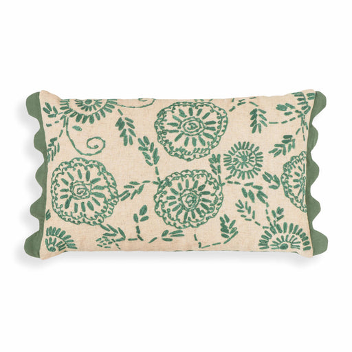Portia Aqua Embroidered Cotton Flex 20 x 12 inch Accent Cushion - Home And Beyond