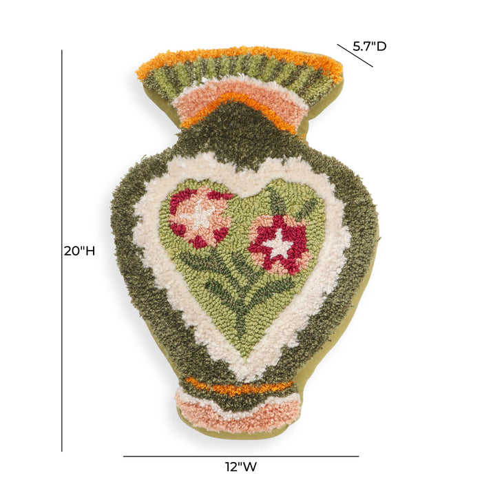 Amphorae Green Tufted Accent Pillow - Home And Beyond