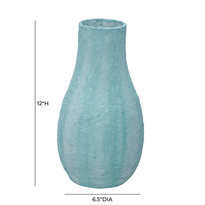 Cotton Mache Vase in Cloudy Blue - Home And Beyond