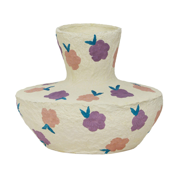 Cotton Mache Vase in Spring Blossoms - Home And Beyond