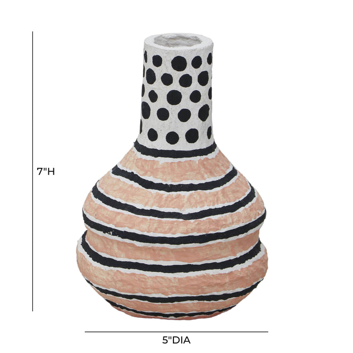 Cotton Mache Vase in Modernist Print - Home And Beyond