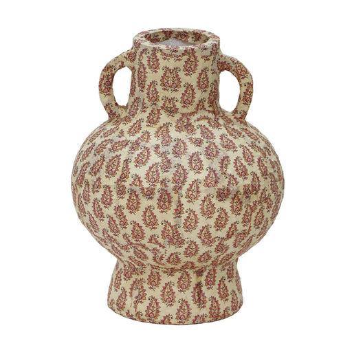 Cotton Mache Vase in Peach Paisley - Home And Beyond