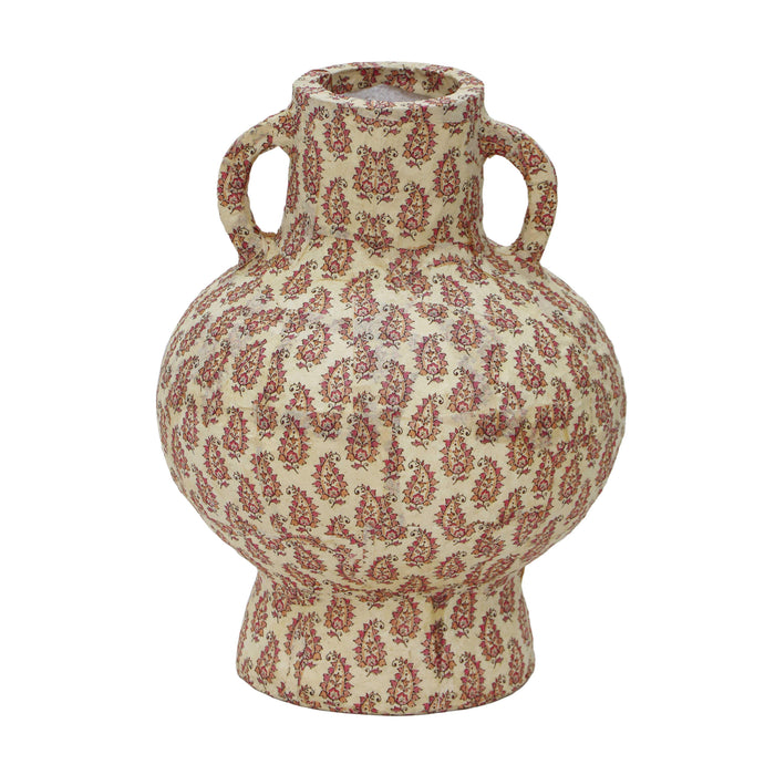 Cotton Mache Vase in Peach Paisley - Home And Beyond