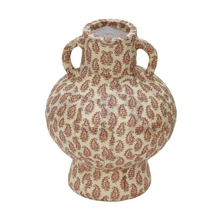 Cotton Mache Vase in Peach Paisley - Home And Beyond