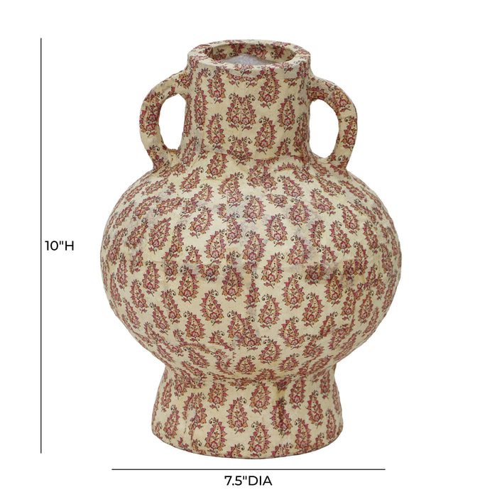 Cotton Mache Vase in Peach Paisley - Home And Beyond