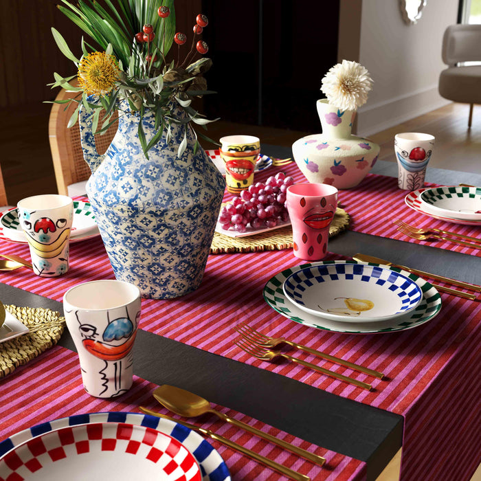 Cotton Mache Vase in Lisbon Tile - Home And Beyond