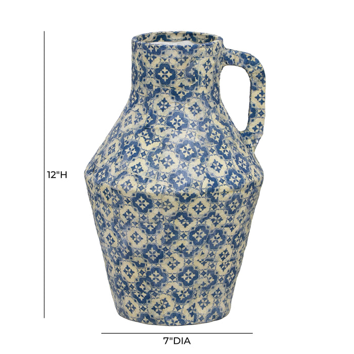 Cotton Mache Vase in Lisbon Tile - Home And Beyond