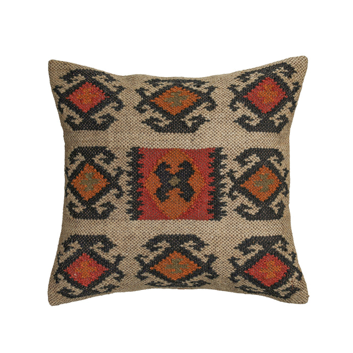 Terra 20" Square Wool and Jute Kilim Throw Pillow - Home And Beyond