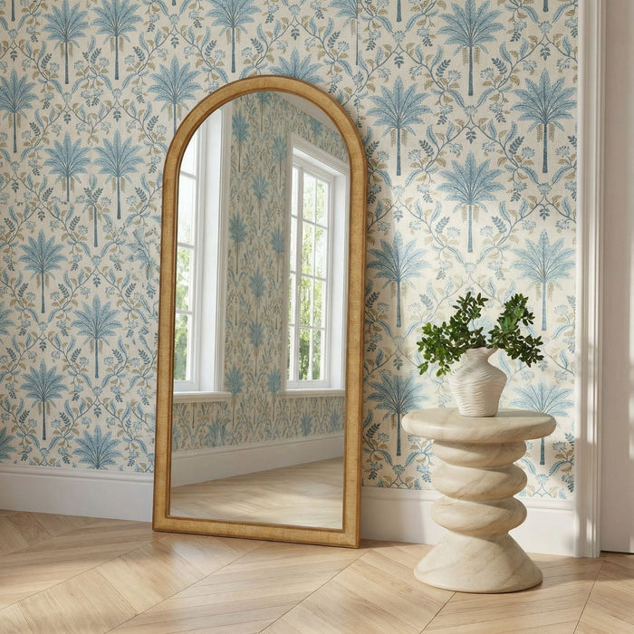 Arch 72" Natural Raffia Contract-Grade Floor Mirror - Home And Beyond
