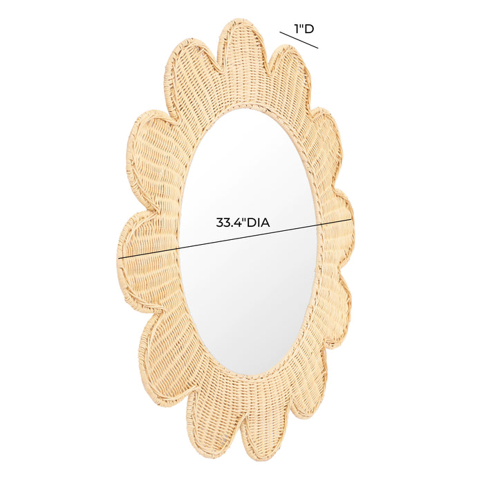 Coralie 33.4" Rattan Round Wall Mirror - Home And Beyond