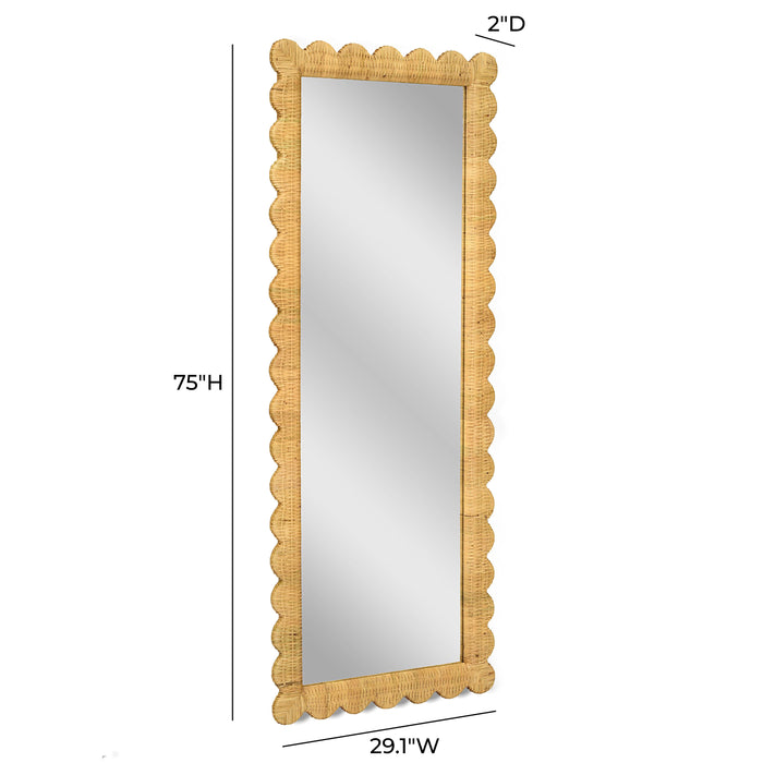 Bama 29.1" x 75" Long Natural Rattan Wall Mirror - Home And Beyond