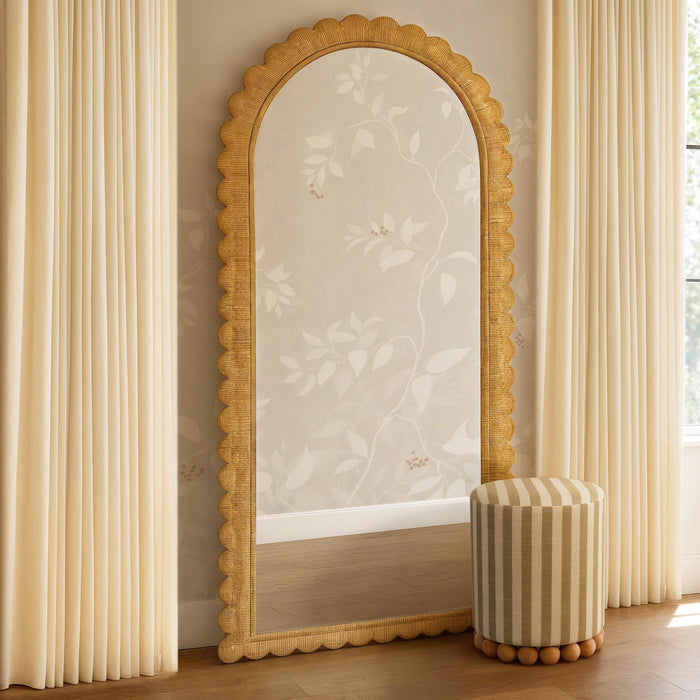 Bama 48" x 79" Jumbo Natural Rattan Arched Wall Mirror - Home And Beyond