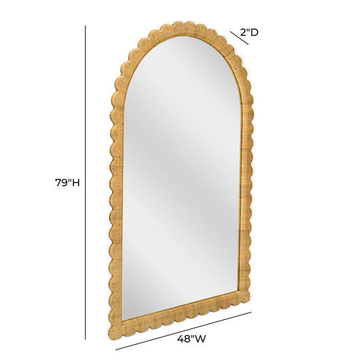 Bama 48" x 79" Jumbo Natural Rattan Arched Wall Mirror - Home And Beyond
