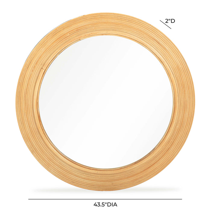 Tanya 43.5" Rattan Round Wall Mirror - Home And Beyond