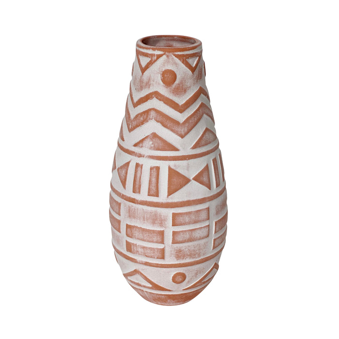 Earthenware Aztec Teardrop Flower Vase in Terracotta - Home And Beyond