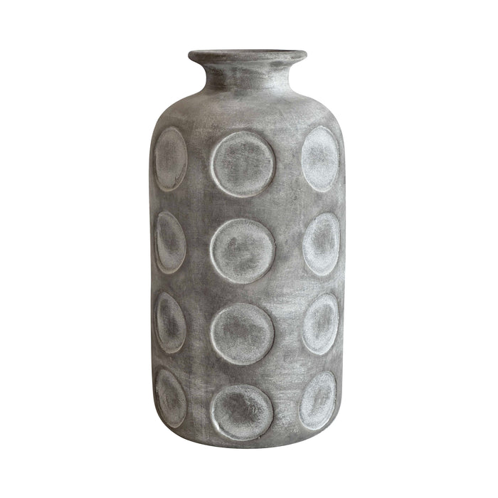 Earthenware Aztec Tub Flower Vase in Grey - Home And Beyond