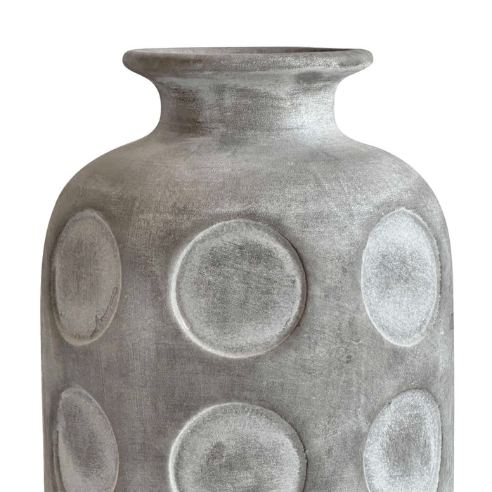Earthenware Aztec Tub Flower Vase in Grey - Home And Beyond