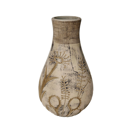 Earthenware Floral Pattern Vase in Grey - Home And Beyond