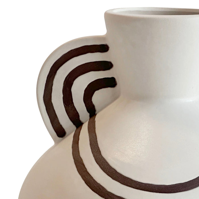 Ceramic Line Art Wide-Bodied Vase - Home And Beyond