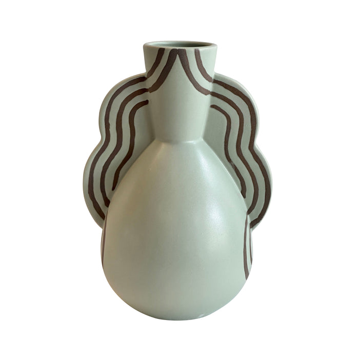 Ceramic Line Art Wavy Vase - Home And Beyond
