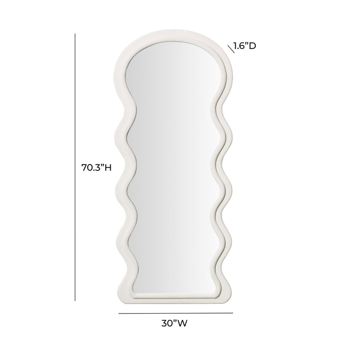 Rhodes Cream Velvet 70 inch Floor Mirror - Home And Beyond