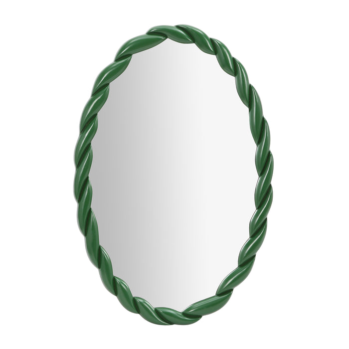 Agnes Forest Green Glossy Oval Mirror - Home And Beyond