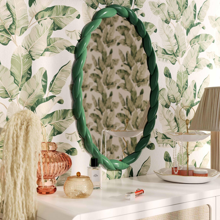 Agnes Forest Green Glossy Oval Mirror - Home And Beyond
