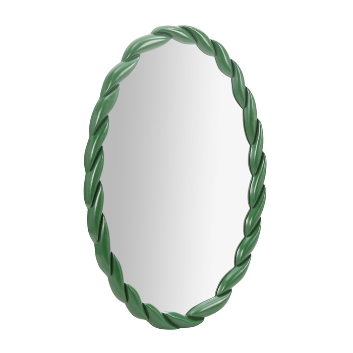 Agnes Forest Green Glossy Oval Mirror - Home And Beyond
