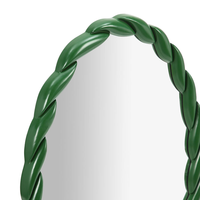 Agnes Forest Green Glossy Oval Mirror - Home And Beyond