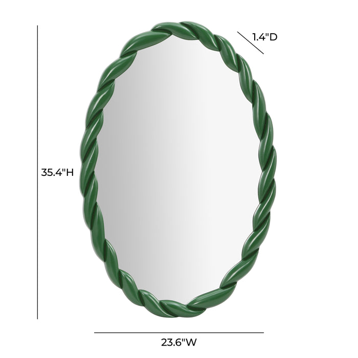 Agnes Forest Green Glossy Oval Mirror - Home And Beyond