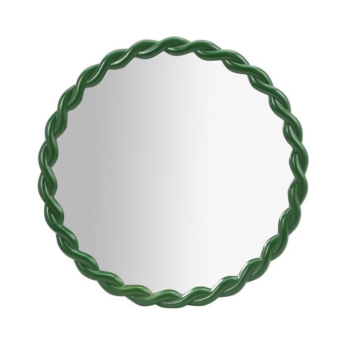 Agnes Forest Green Glossy Round Mirror - Home And Beyond