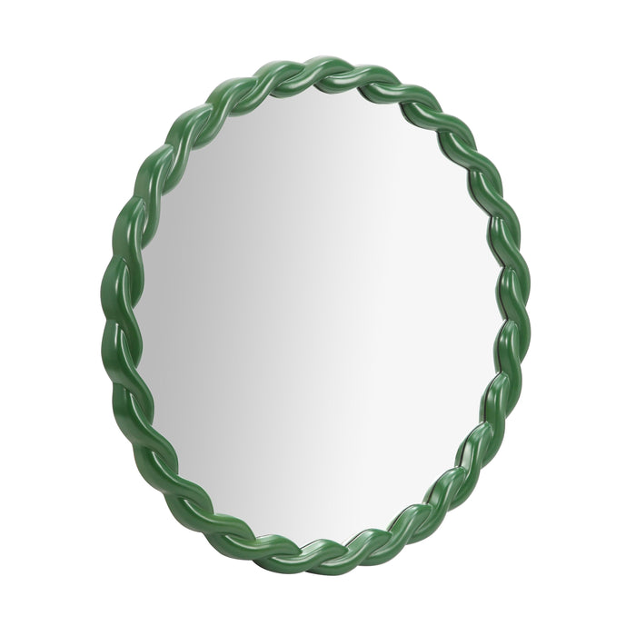 Agnes Forest Green Glossy Round Mirror - Home And Beyond