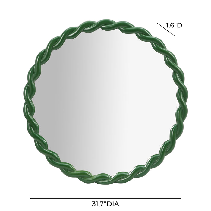 Agnes Forest Green Glossy Round Mirror - Home And Beyond