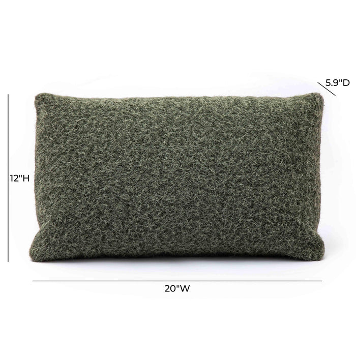 Malolo Green Long Mohair 20 x 12 inch Rectangular Vegan-Down Pillow - Home And Beyond