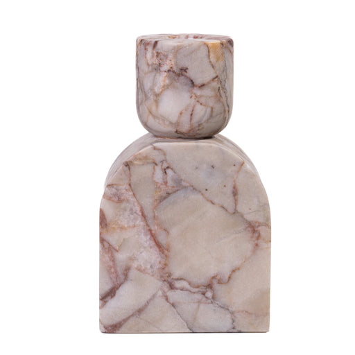 Marble White Brown Foundation Candle Holder - Home And Beyond