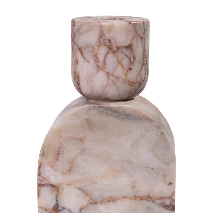 Marble White Brown Foundation Candle Holder - Home And Beyond