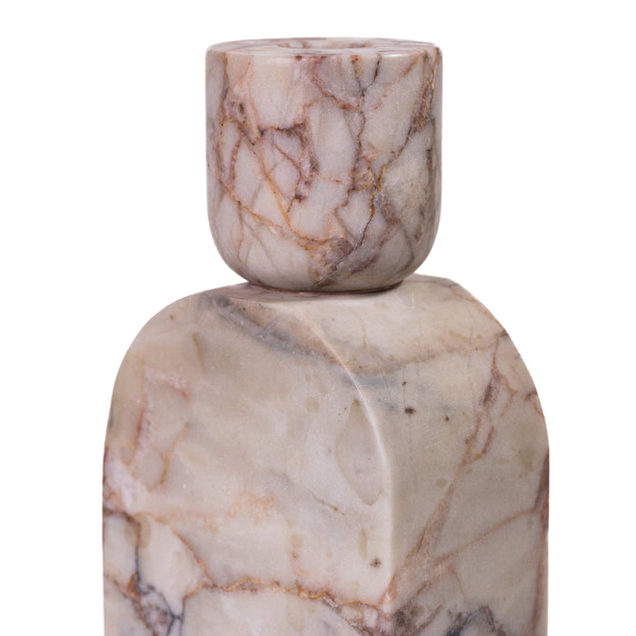 Marble White Brown Foundation Candle Holder - Home And Beyond