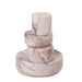 Marble White Brown Stacked Candle Holder - Home And Beyond