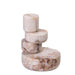 Marble White Brown Stacked Candle Holder - Home And Beyond