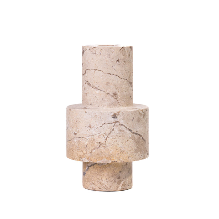 Natural Travertine Turned Candle Holder - Home And Beyond