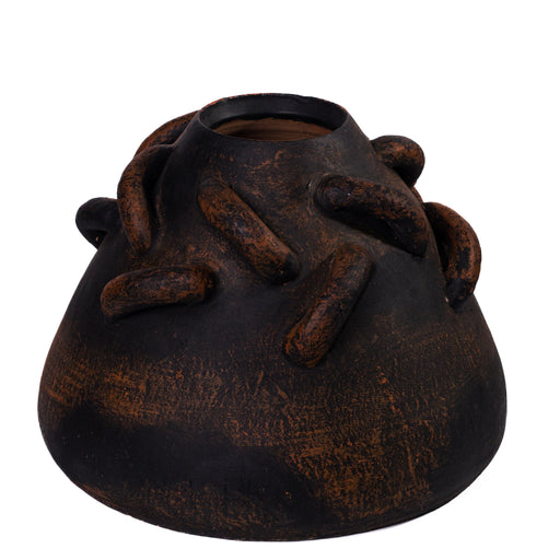 Visha Roped Dark Terracotta Decorative Vase - Home And Beyond