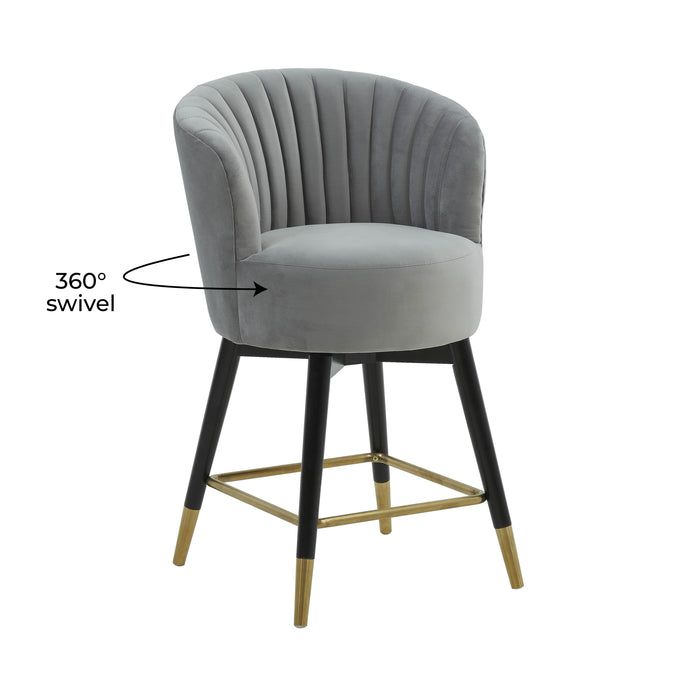 Liana Grey Velvet Swivel Stool - Home And Beyond