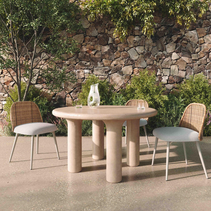 Barbara Cream Textured Indoor / Outdoor 47 inch Round Dining Table - Home And Beyond