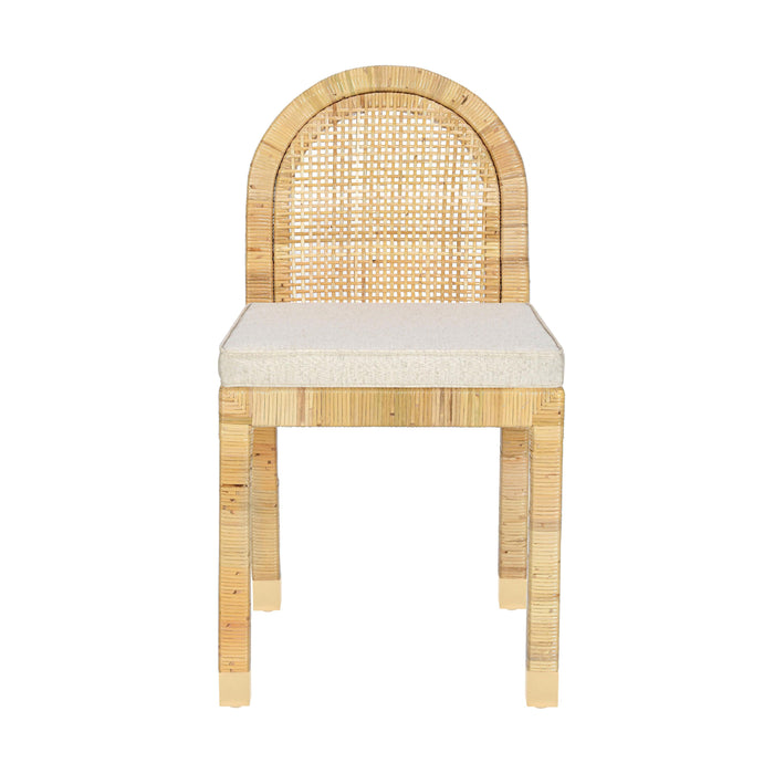 Amara Cream Contract-Grade Linen Arched Dining Chair - Home And Beyond