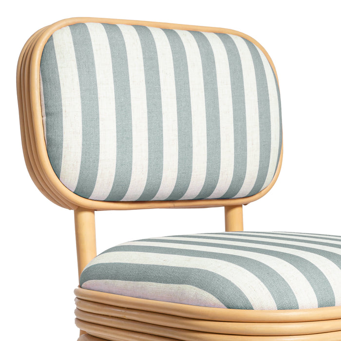 Dorine Striped Performance Linen &amp; Rattan Dining Chair - Home And Beyond