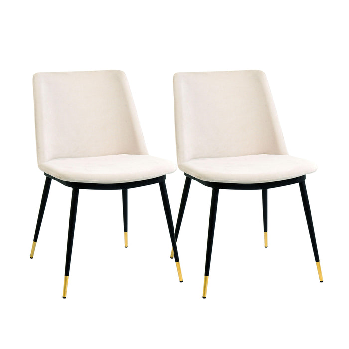 Evora Cream Velvet Chair - Gold Legs Set of 2 image