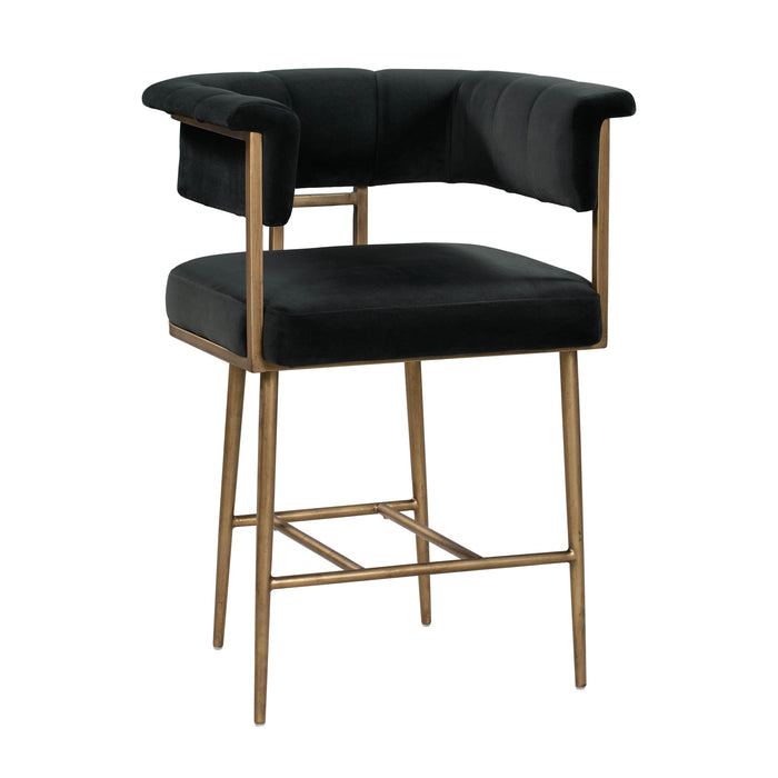 Astrid Grey Velvet Counter Stool - UK - Home And Beyond